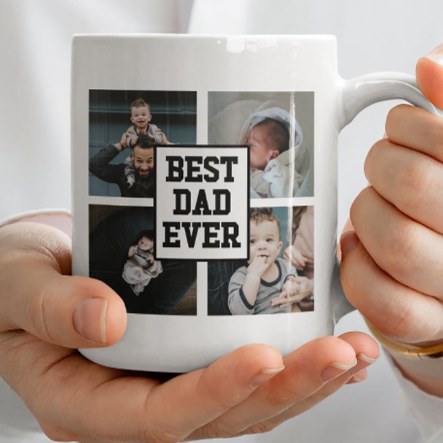 Mug Noir Blanc Meilleur Papa Jamais Photo Personnalisé (Créateur téléchargé)