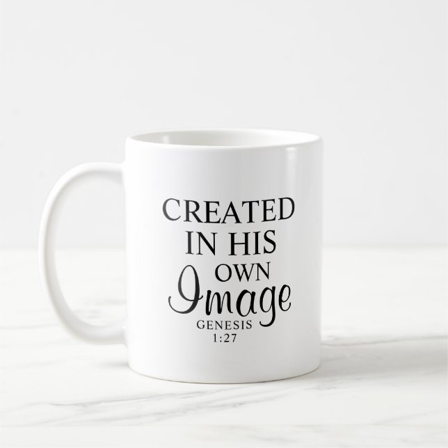 Mug Noir & Blanc Minimal Créé Dans Sa Foi Image (Gauche)