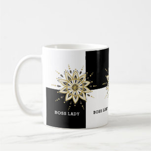 Mug Noir Blanc & Or Mandala Boss Lady Design
