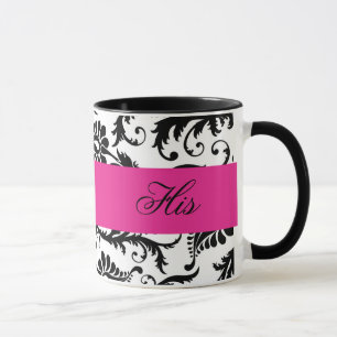 Mug Noir, Blanc, Rose Damas "Sa" Musique