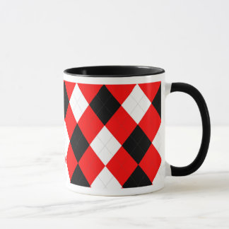 Mug Noir blanc rouge à motifs de losanges de KRW