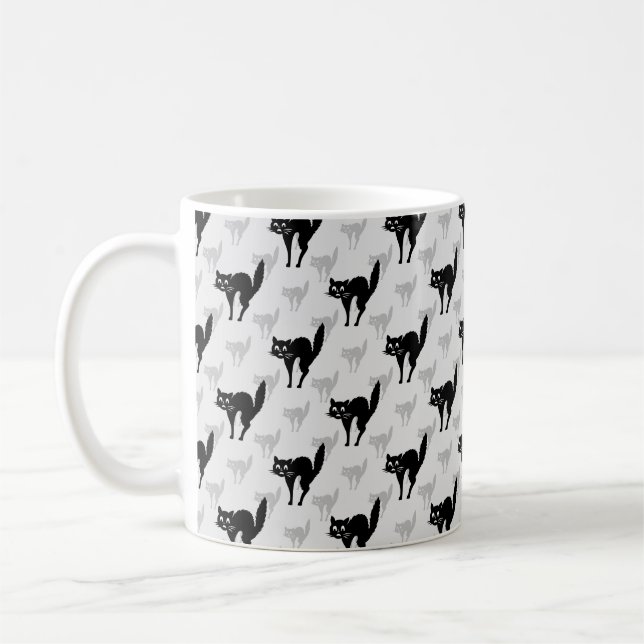 Mug Noir Chat Shadow Silhouette Motif Design (Gauche)
