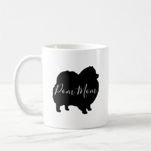 Mug Noir Chien Poméranie Silhouettes Pom Maman Personn