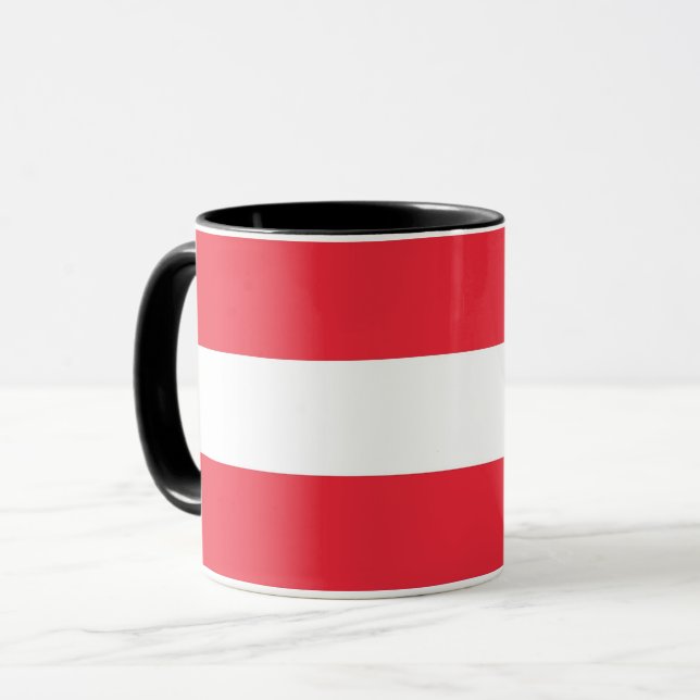 Mug noir Combo avec drapeau d'Autriche (Devant gauche)