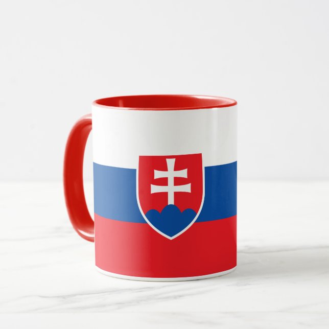 Mug noir Combo avec drapeau de la Slovaquie (Devant gauche)