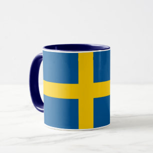 Mug noir Combo avec drapeau de la Suède