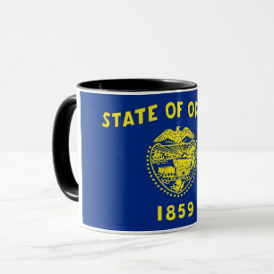 Mug noir Combo avec drapeau de l'Etat de l'Oregon,