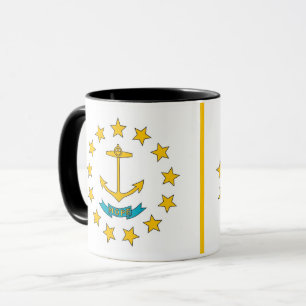 Mug noir Combo avec drapeau de Rhode Island, USA