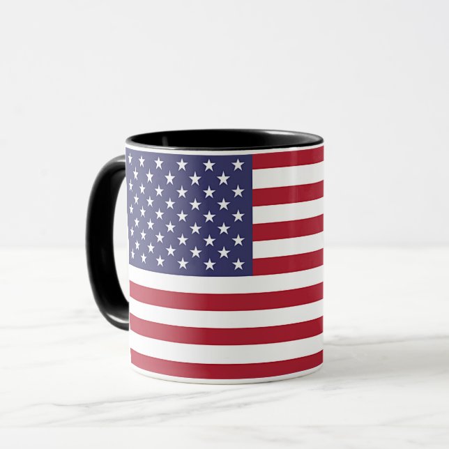 Mug noir Combo avec drapeau des USA (Devant gauche)