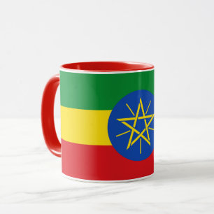 Mug noir Combo avec drapeau d'Ethiopie