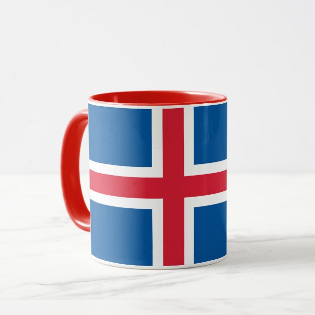Mug noir Combo avec drapeau d'Islande (Devant gauche)