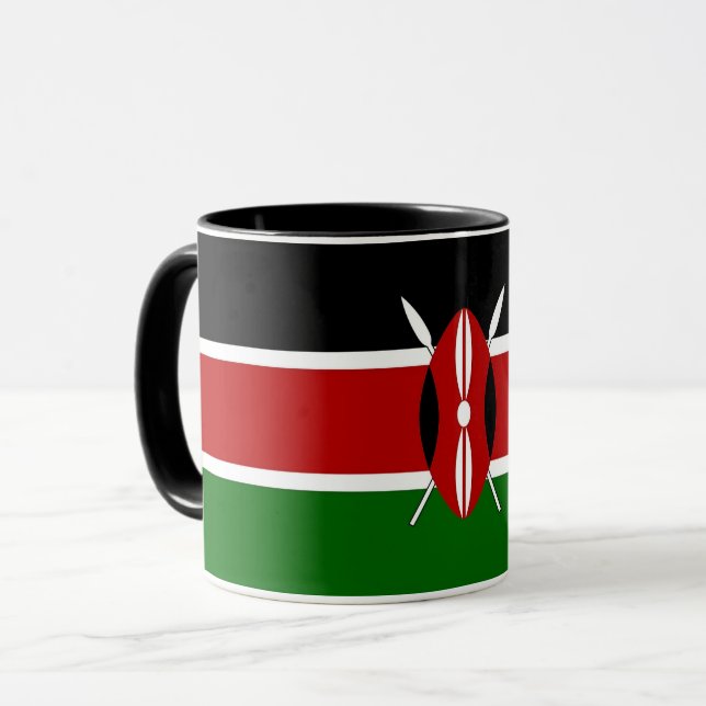 Mug noir Combo avec drapeau du Kenya (Devant gauche)