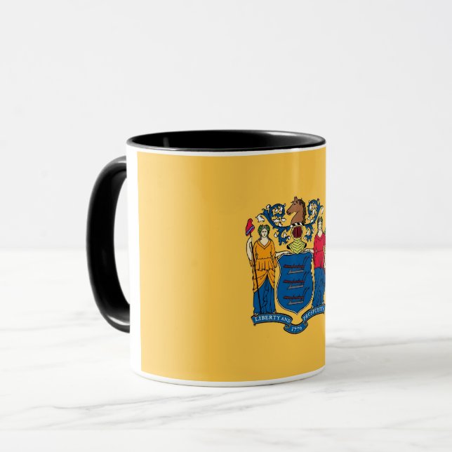 Mug noir Combo avec drapeau du New Jersey, USA (Devant gauche)