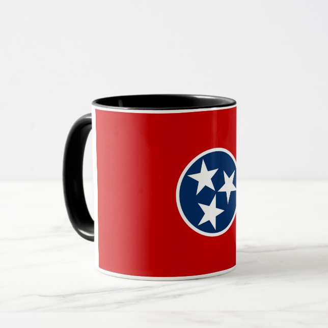 Mug noir Combo avec drapeau du Tennessee, USA (Devant gauche)