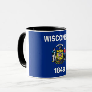 Mug noir Combo avec drapeau du Wisconsin, USA