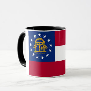 Mug noir Combo avec le drapeau de la Géorgie, USA