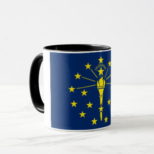 Mug noir Combo avec le drapeau de l'Indiana, USA