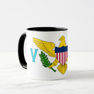 Mug noir Combo avec le drapeau des Îles Vierges, U