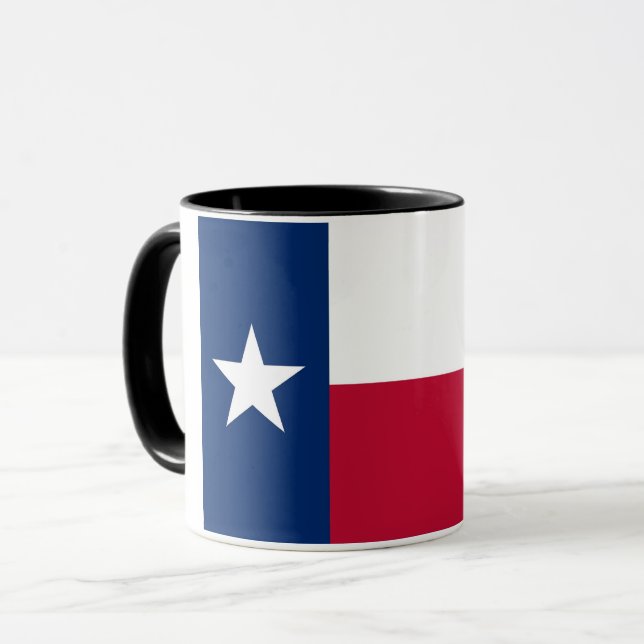 Mug noir Combo avec le drapeau du Texas, USA (Devant gauche)
