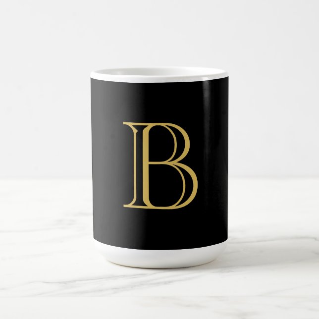 Mug Noir couleur or Monogramme professionnel Calligrap (Centre)