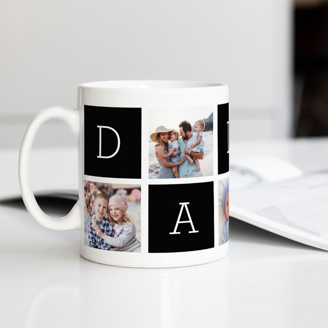 Mug Noir | Custom Daddy 5 Photo Collage (Créateur téléchargé)