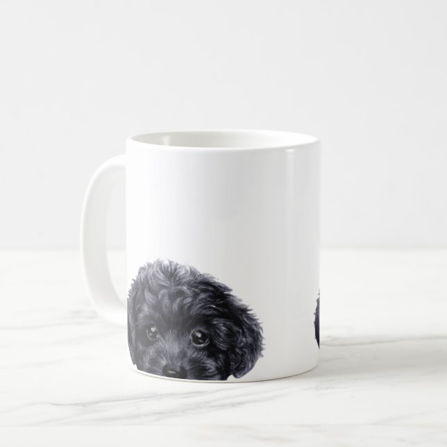 Mug Noir de caniche de jouet (Devant gauche)