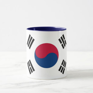 Mug noir de combo avec drapeau de la Corée du Sud