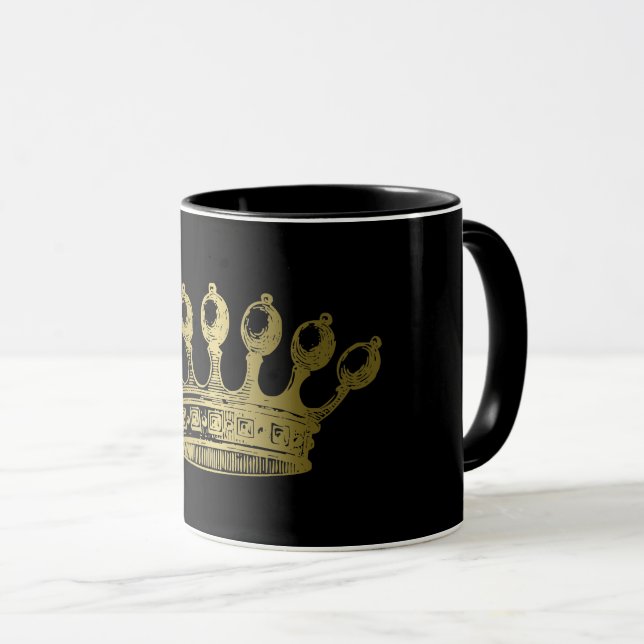 Mug Noir de couronne d'or ésotérique (Devant droit)