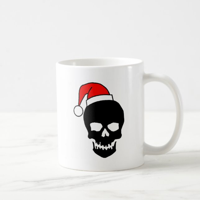 Mug Noir de crâne de Noël (Droite)