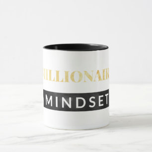 Mug Noir de mentalité de millionnaire et lettrage d'o