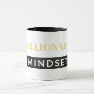 Mug Noir de mentalité de millionnaire et lettrage d'or