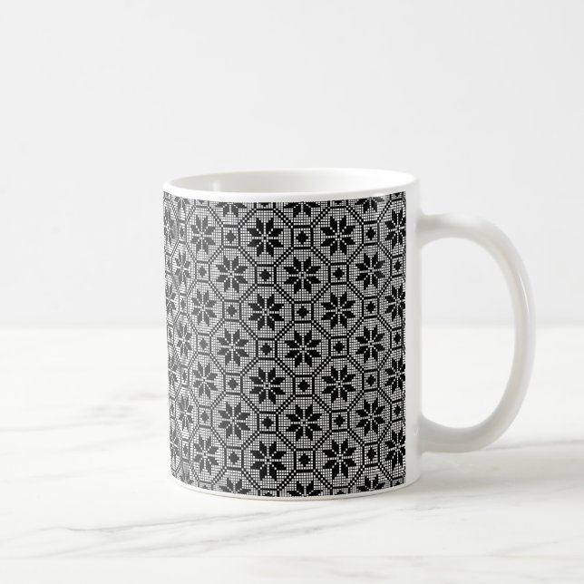 Mug Noir Dentelle isolée texture du tissu croisé (Droite)