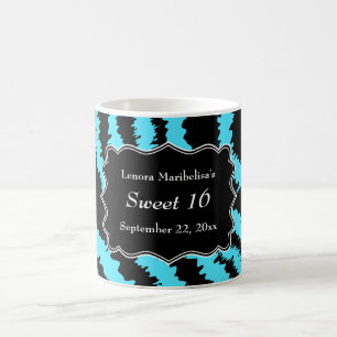 Mug Noir du bonbon 16 et motif de zèbre de turquoise