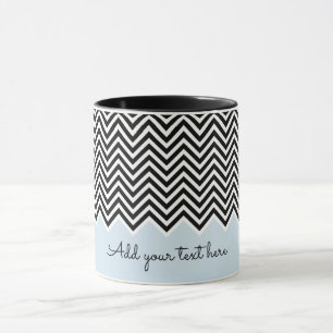 Mug Noir et bébé bleu moderne Chevron personnalisé TEX