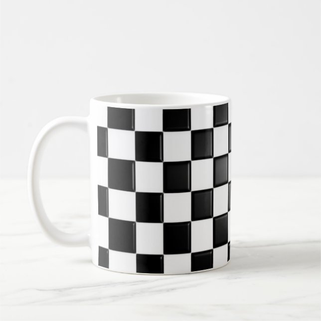 Mug Noir et blanc à damiers (Gauche)