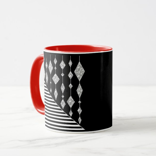 Mug Noir et blanc, abstrait, géométrique, simple, Scan (Devant gauche)