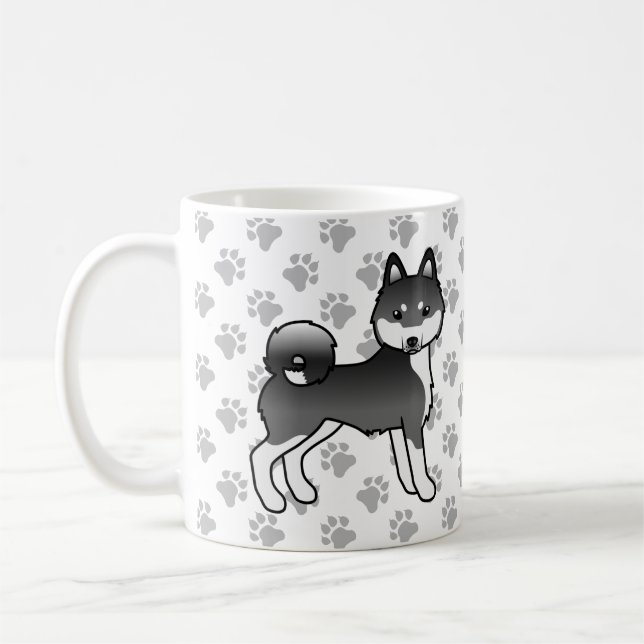Mug Noir Et Blanc Alaskan Klee Kai Cute Chien & Pâtes (Gauche)