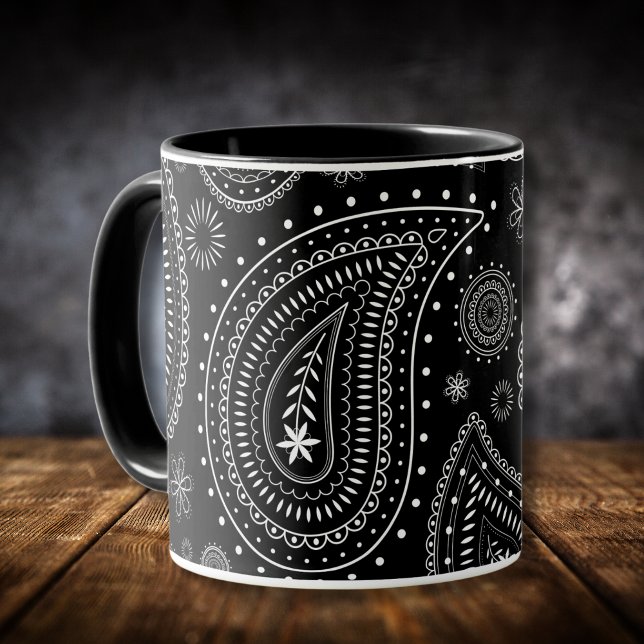 Mug Noir Et Blanc Classique Paisley Charme (Créateur téléchargé)