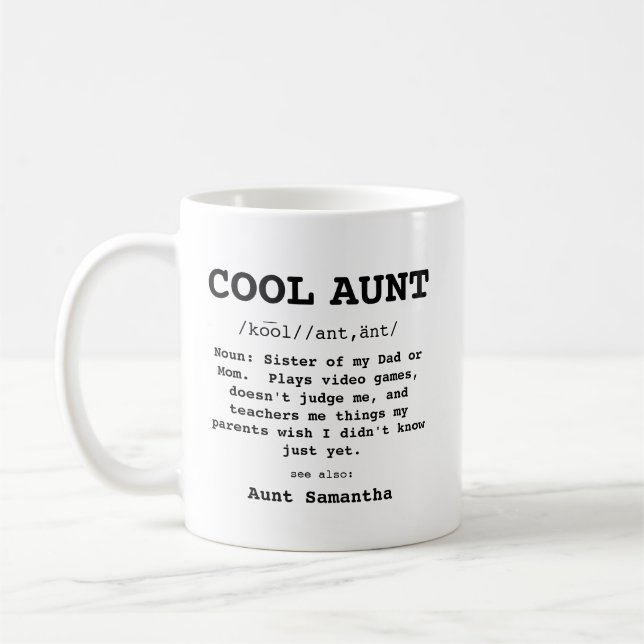 Mug Noir Et Blanc Cool Tante Définition (Gauche)