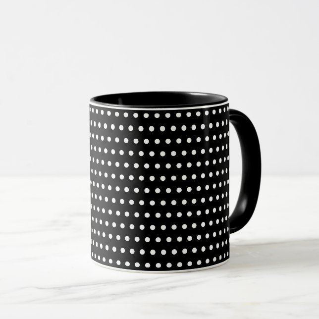 Mug Noir Et Blanc Design, Motif Petit Pois (Devant droit)