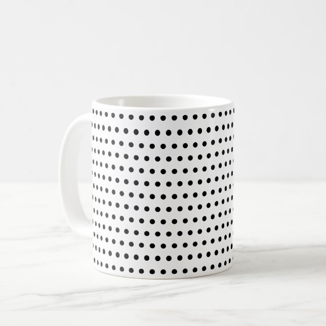 Mug Noir Et Blanc Design, Motif Petit Pois (Devant gauche)