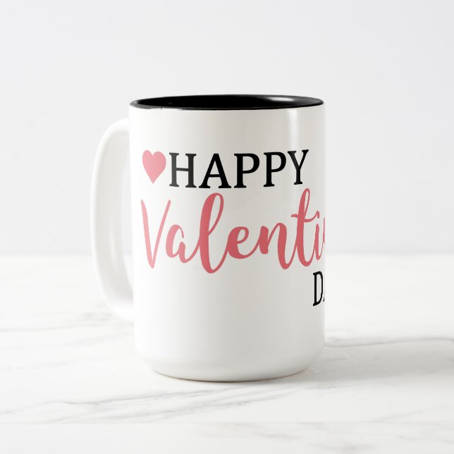 Mug noir et blanc Heureuse Sainte-Valentin (Devant gauche)