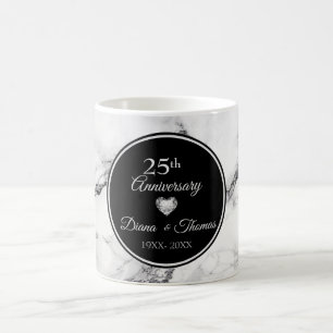 Mug Noir Et Blanc Marbré Et Coeur
