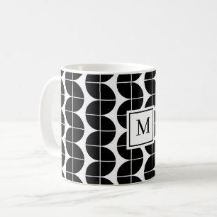 Mug Noir et blanc Mid-Century Moderne Monogramme Abstr