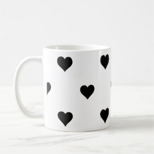 Mug Noir et blanc mignon Motif de coeur simple