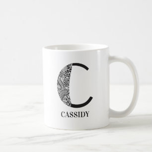 Mug Noir et blanc moderne C et nom initial