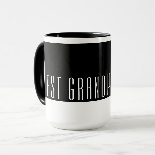 Mug Noir et blanc moderne meilleur GRANDPOP jamais (Devant gauche)