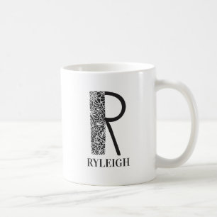 Mug Noir et blanc moderne R et nom initial