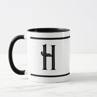 Mug Noir et blanc Monogramme Conception initiale