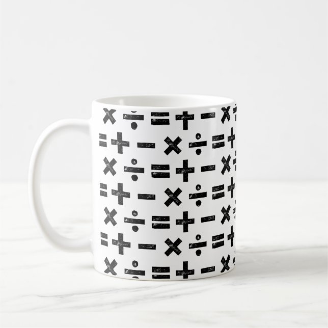 Mug Noir et blanc Tous les symboles de mathématiques M (Gauche)